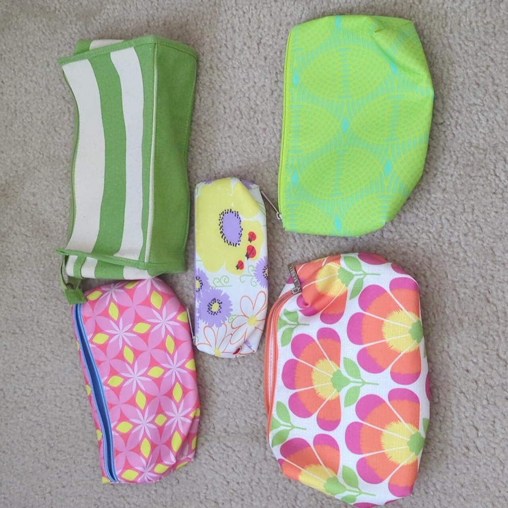 Five cosmetic bags